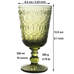 Green Drinking Glasses set of 6 Red Wine Goblets 10 OZ Colored Water Beverage…