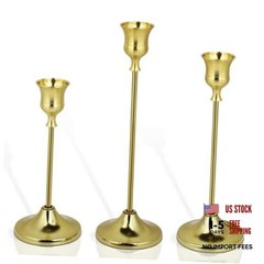 3PCS Candlestick Holders, Brass Gold Taper Candle Holders, Metal Vintage