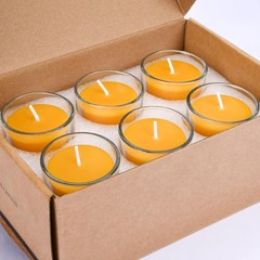 Pure Beeswax Votive Candles-6 Pack Natural Votives Set in Glass Jar Yellow
