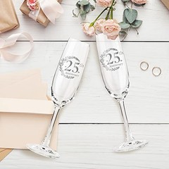 25th Anniversary Champagne Flutes, Wedding 2 Count (Pack of 1) 25th anniversary