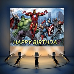 Avengers Birthday Banner, Party Decorations Background for Children – Happy B…