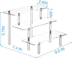 Acrylic Display Risers 3 Tier Clear Set of 2 Cupcake Stand Perfume Makeup Shelf