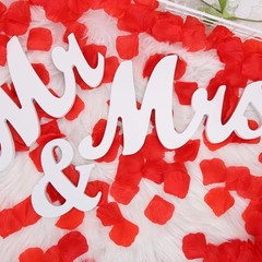 WHITE Glittered Wooden Mr & Mrs Freestanding Wedding Table DISPLAY SIGNS Party