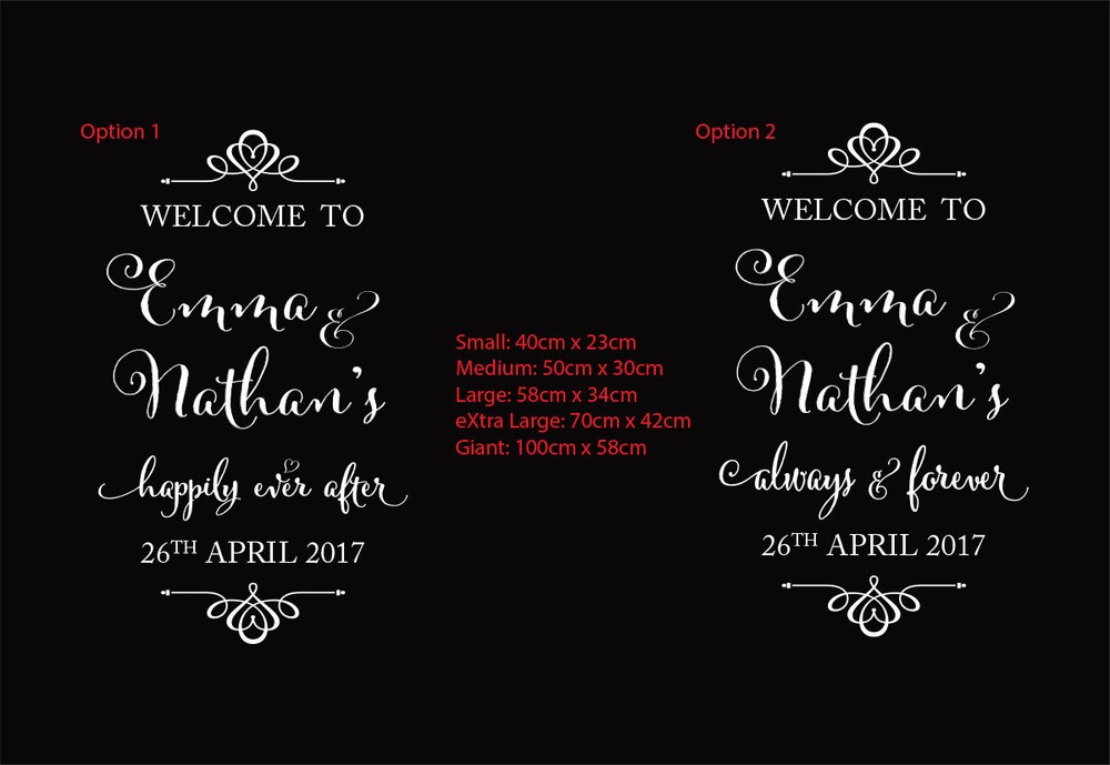 Antique Wedding Welcome Sign Decal Sticker Happily Ever After Always and Forever