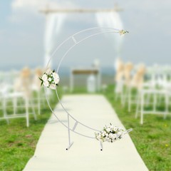 7ft White Metal Crescent Moon Wedding Arch Stand Curved Flower Balloon Frame