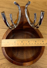 Nambe Holiday Reindeer Dish Bowl MT0887 Acacia Wood Alloy Antlers