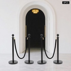Crowd Control Barriers, Stanchion Posts with Ball Top – Durable Steel Set