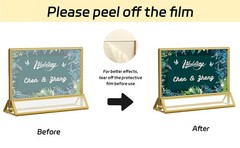 Acrylic Sign Holders Golden Border Wedding Table Fres Double