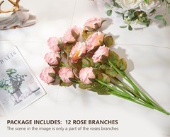 Rose Artificial Flower 12pcs Realistic Faux Silk Roses Fake A 12pcs Pink Rose
