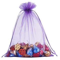 100 Bolsas De Organza 6 X 9 Pulgadas, Purpura Cordon De Regalo De Malla Grande