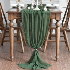 Artoid Mode Boho Cheesecloth Gauze Forest Green Wedding Table Runner, 120 Inc…