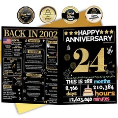 Joycard 24th Anniversary Card for Women Men, Wedding Card for Wife Husband, S…