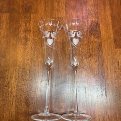 Wedding Toasting Fluted Champagne Glasses Lovebird And Hearts