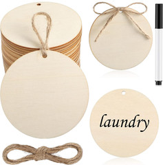 40 Pcs Wood Circles for Crafts Unfinished Blank Wood Rounds Tag with Hole and…