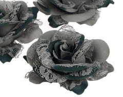 CraftbuddyUS 10 x 75mm 3D Vintage Lace & Fabric Rose Flowers for Wedding Decorat
