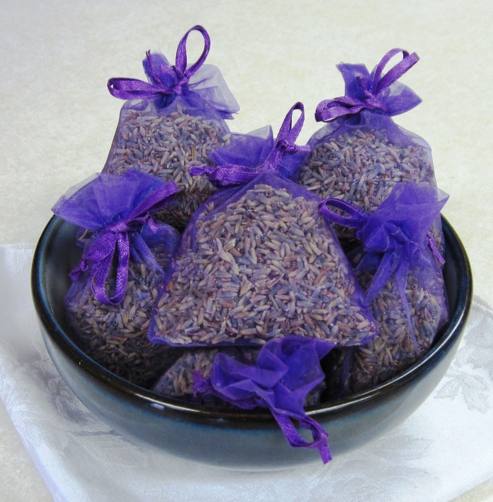 Set of 11 Lavender Sachets made with Purple Organza Bags