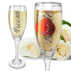 Bride and Groom Champagne Glasses Set of 2 – 6 oz – #6049