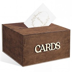 Wooden Wedding Card Box Slot Reception Birthday Bridal Graduation Rustic Brown