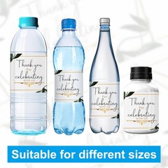 50pcs Wedding Water Bottle Labels, Leaves Waterproof M, Black, White, Green