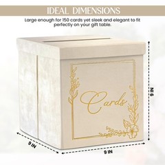 Wedding Card Box – 9″ x 9″ Collapsible Velvet – Covered Design – Cards Box fo…