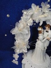 New Wilton Orchid Cascade Wedding Cake Top, white tux # 117-7333
