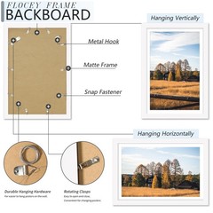 12×18 Picture Frame Set of 5, White Poster Frame, Display Pictures 11 x 17 wi…