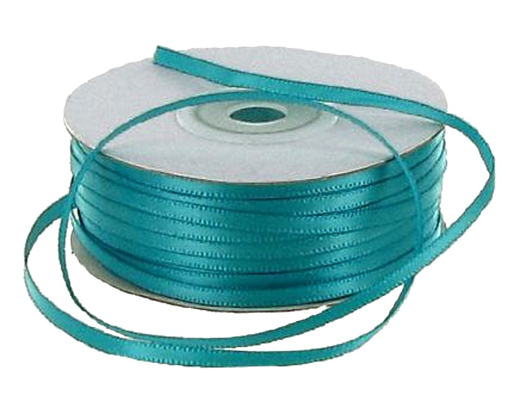 Double Face Satin Ribbon 100% Polyester 1/8 inch x 100 yds. – Tropical Blue