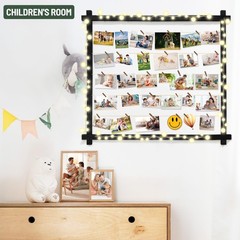 Wood Picture Frames Collage,Photo Display With 30 Clips,Hanging Picture Board…