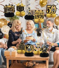 9 Pcs 50th Birthday Decoration for Men Women 50th, 50th-black and Gold