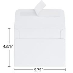 100 Pack White A2 Paper Envelopes Peel & Seal A2(4.375×5.75 Inches),
