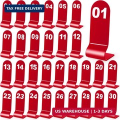 Okllen 1-30 Table Numbers Red, Restaurant Acrylic Order Numbers, Double Sided Ta