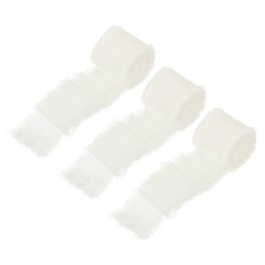Chiffon Ribbon, 1.5″x7 Yard Silk Beige White Tulle Satin Fabric Ribbon,3pcs