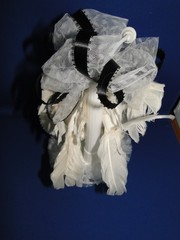 New Elegant Vintage Love Birds, double bells, black floral and white lace #55