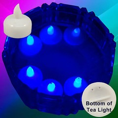 NEW 12 Blue Led Floating Candle Floral Tea Light for Wedding Centerpiece Decor