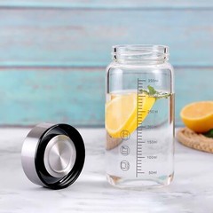 TONGRANG-LIFE 12Oz Glass Water Bottle,Glass Shaker Bottle,Small Clear