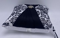 Ring Bearer Pillow Wedding NEW Black White Rhinestones Prty Mail Shp
