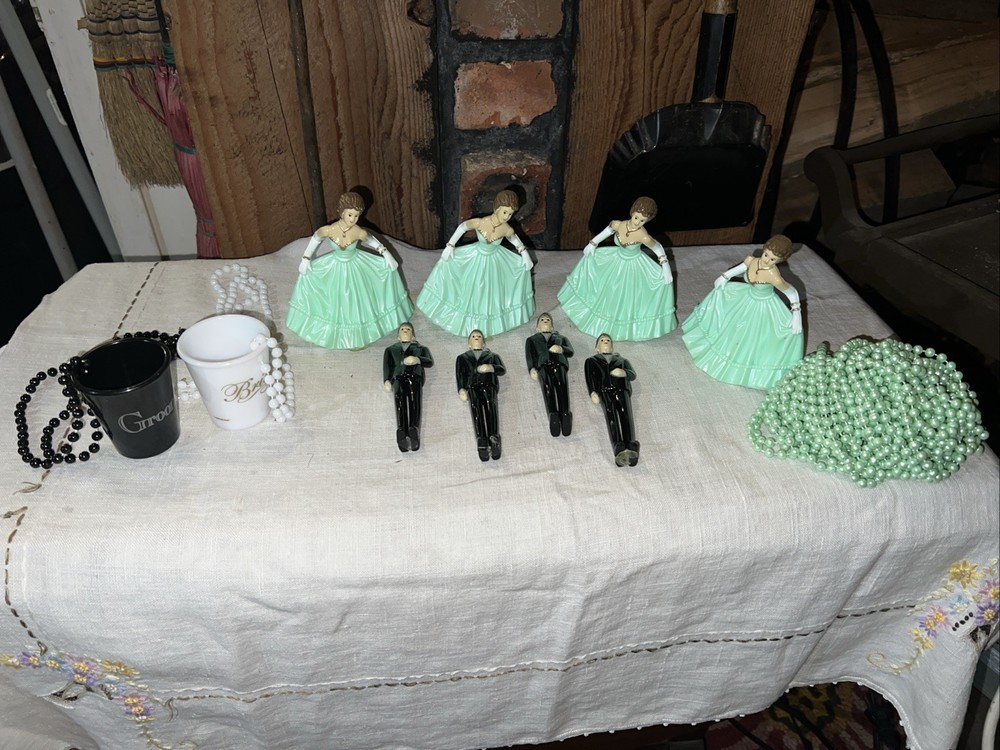 Vintage Decorations Wedding Figurines And Beaded Garland