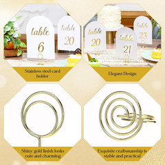 White and Gold Table Numbers 1-30 with Head Table Number Card and Holders, 5 X 7