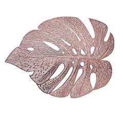 6 Metallic 18-Inch Monstera Tropical Leaf Design Vinyl PLACEMATS Decorations