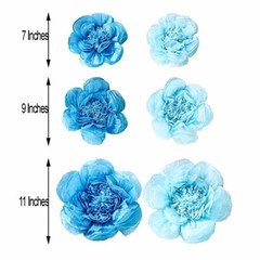 24 pack 7″ 9″ 11″ Periwinkle and Turquoise Tissue Paper Peony Flowers Backdrop