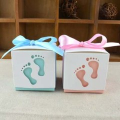 100x Blue Pink Baby Feet Baby Shower Favor Box Green Purple Baby Boy Girl Favors