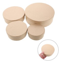 4pcs Round Kraft Paper Box Crafts Paper Containers with Lids Empty Nesting