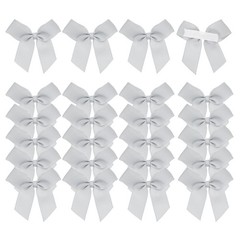 24Pcs Mini Grosgrain Ribbon Bow 2″ Self Adhesive Flower Bows Silver
