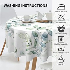 Spring Leaf Floral Sage Green Tablecloth Round 60 Inch 60″Round Sage Green Leaf