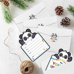 REWIDPARTY Panda Kids Birthday Invitations with Envelopes & Stickers（Set