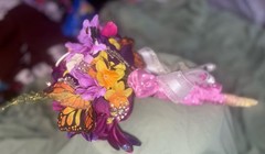 Handmade Purple Antique Brooch Artificial Flower Butterfly Wedding Bouquet