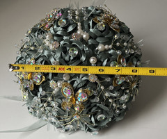 Bridal Wedding Bouquet Sea Foam Green Pearls Floral Embellished & Corsage