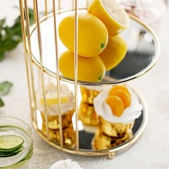 22″ Gold 3 Tier Metal Mirror Glass Hanging Bird Cage Dessert Stand Decorations