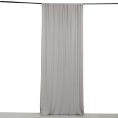 5 ft x 10 ft SILVER 4-Way Stretch Spandex Divider Backdrop Curtain Party Wedding
