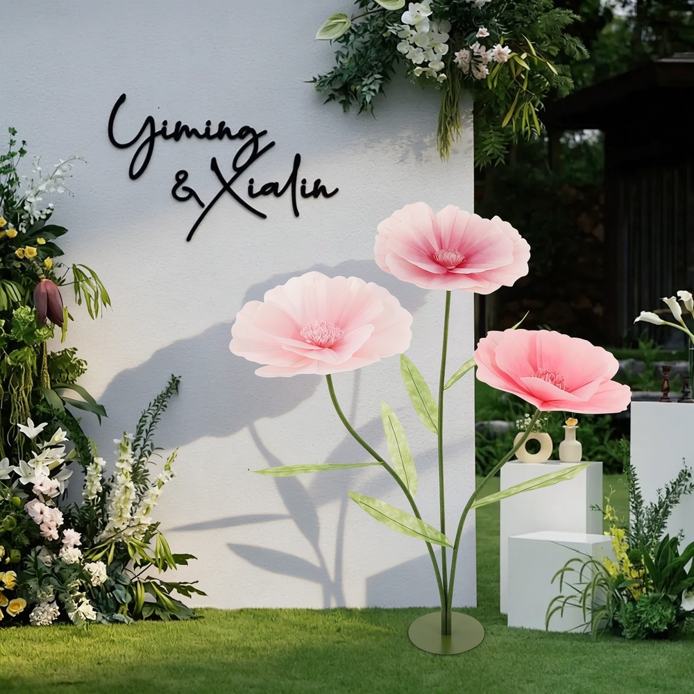 Pink Wedding Artificial Flower Decoration Stand With Base For Wedding Birthday